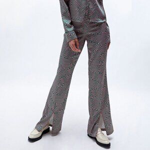 Eco Printed Flare Spiral Geo Hipster Hippie Festival Boho Pants and Cami Top Set